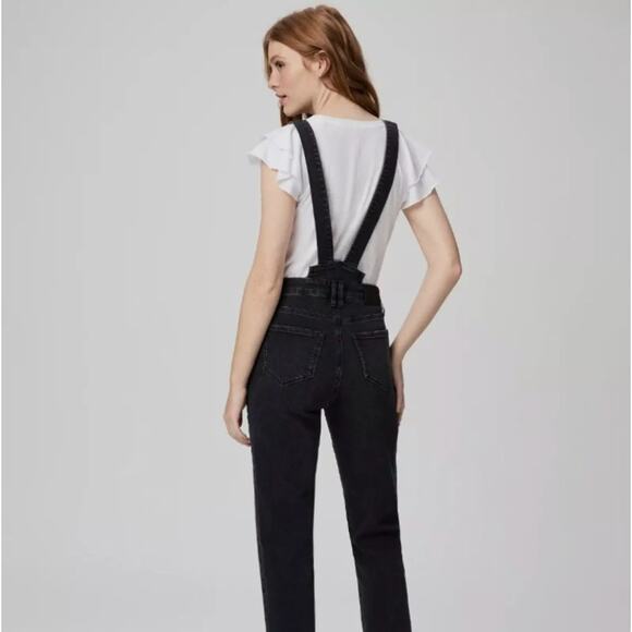 PAIGE Black Denim Overalls 24 Preppy 90s - Picture 5 of 16